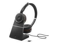 Jabra Evolve 75 SE Schnurloses Stereo-Headset - Bluetooth-Headset mit Mikrofon mit ANC und Ladestation - Für Google Meet & Zoom Zertifiziert sowie für alle gängige Plattformen - Schwarz